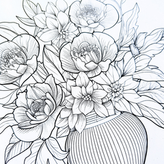 Poetic Floral Artistry – Adult Colouring Book