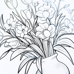Poetic Floral Artistry – Adult Colouring Book