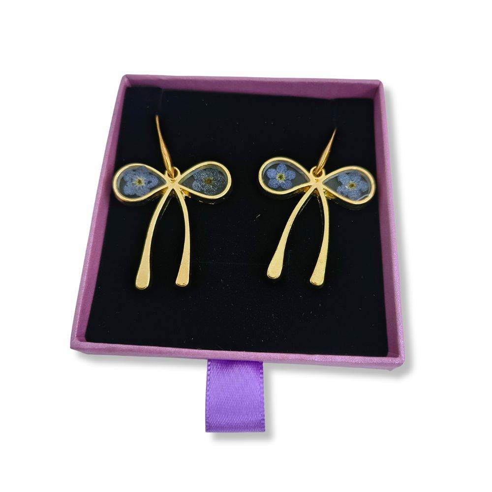 Gold Forget-Me-Knot Bow Earrings - Forget Me Knot